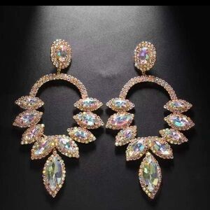 Elegant Gold and Silver Crystal Earrings